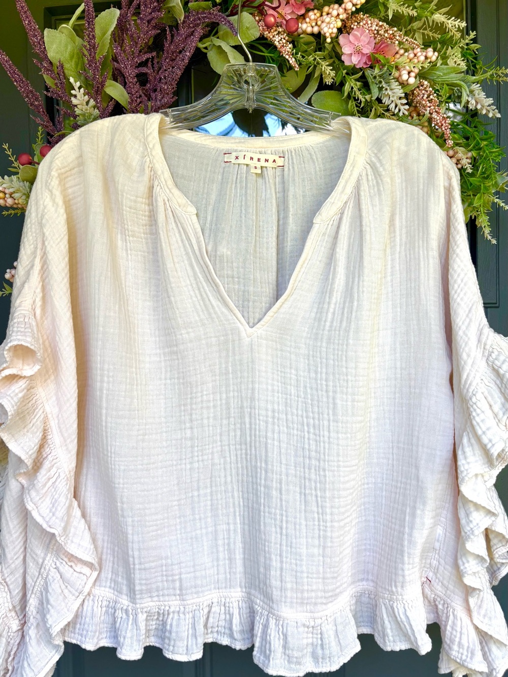 Xirena Chelsea Cotton Gauze Remy Ruffle Top Pink Quartz S